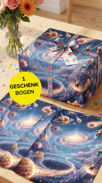 Lustiges Geschenkpapier 1 Bogen Sternzeichen Space Birthday - witziges Motiv zum Geburtstag