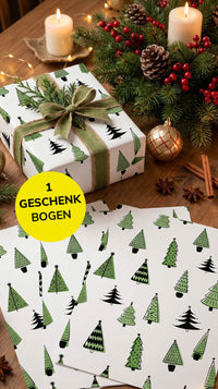 Liebevolles Geschenkpapier Weihnachten 1 Bogen Tannenbaum - süßes Motiv für Weihnachten