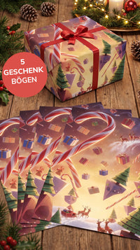 Tolles Geschenkpapier Weihnachten Set 5 Bögen Santa´s Gravity  - Motiv für Weihnachten