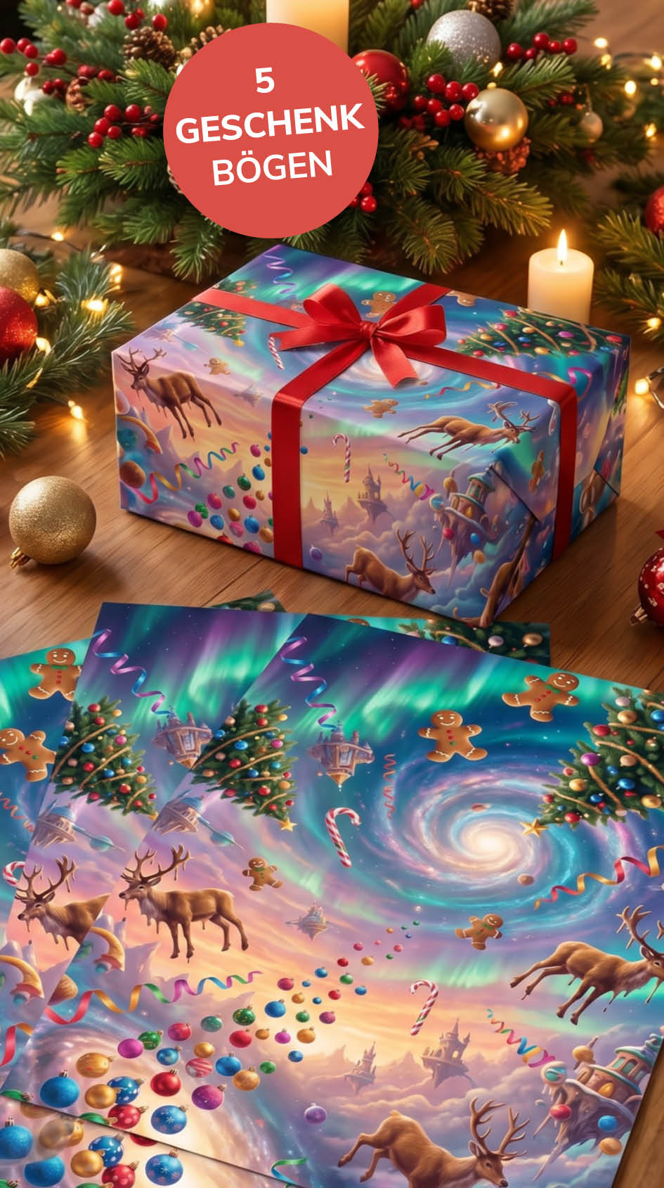 Verrücktes Geschenkpapier Weihnachten Set 5 Bögen Crazy Xmas - crazy Motiv für Weihnachten