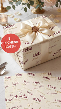 Elegantes Geschenkpapier Hochzeit und Liebe Set 5 Bögen Elegante Typographie