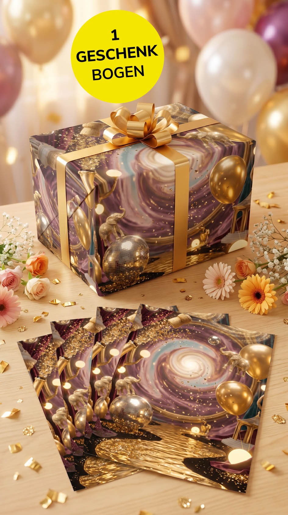 Edles Geschenkpapier 1 Bogen VIP - witziges Motiv zum Geburtstag