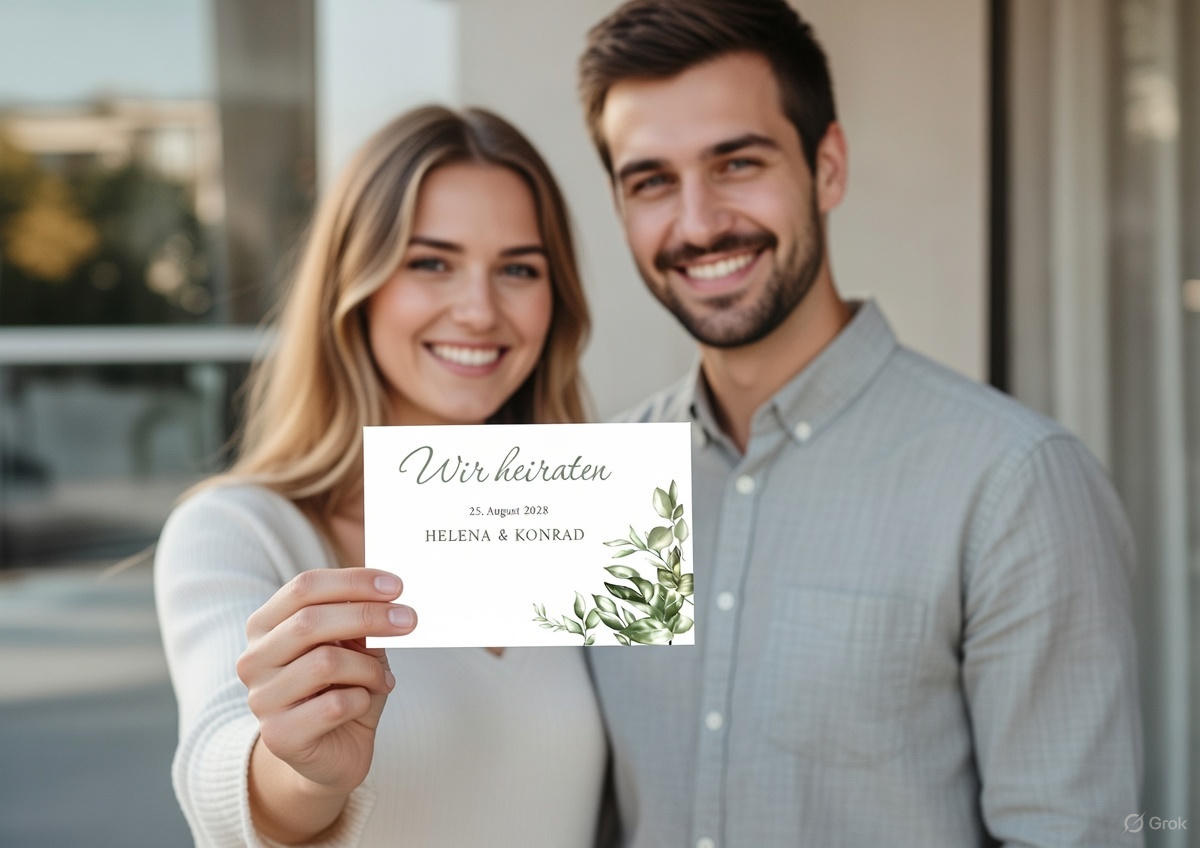 Einladung Hochzeit Greenery – Hochzeitskarte mit Ranken Design