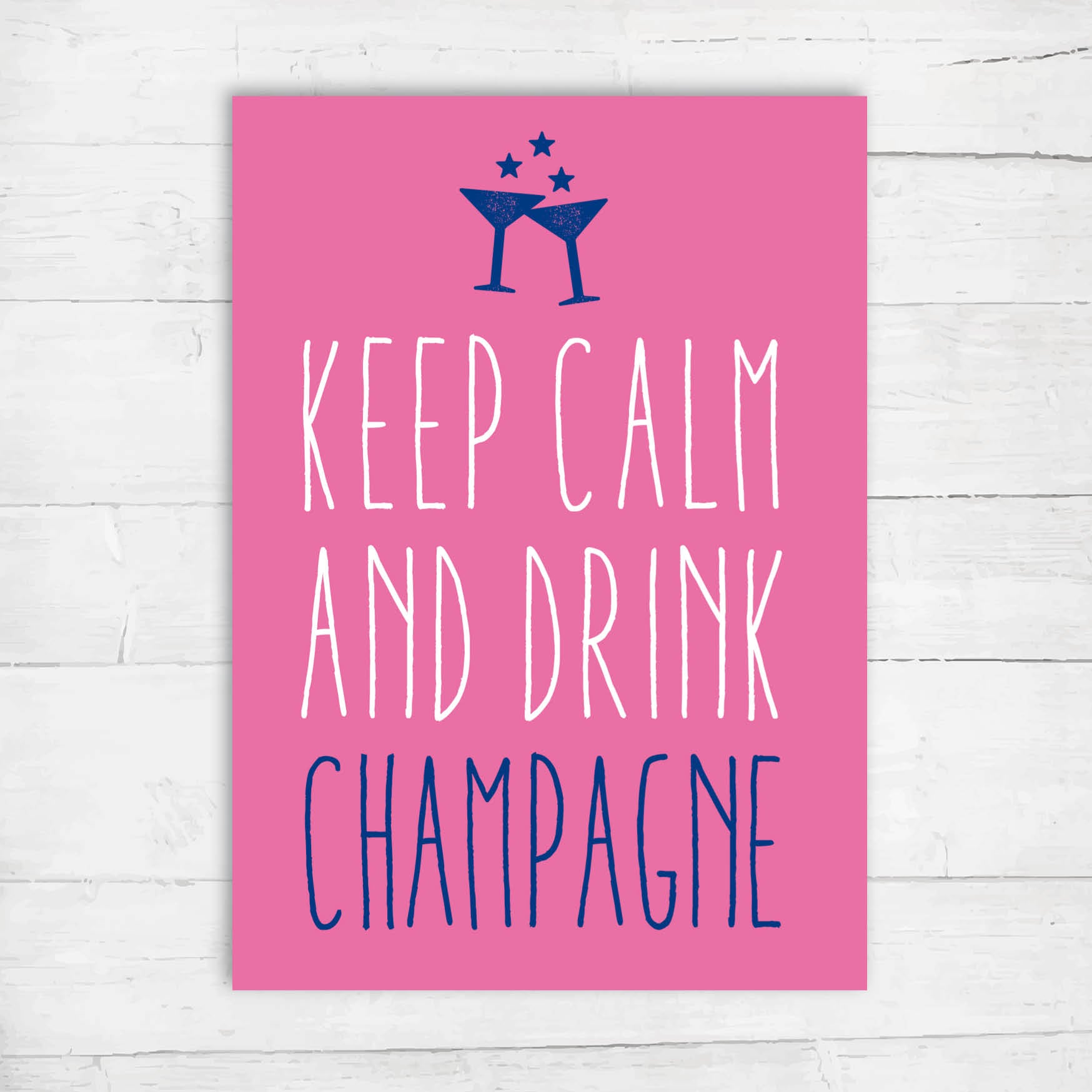 Geburtstag Grußkarte: lustiger Spruch Drink Champagne Hochwertige Postkarte DIN A6 - Individuelle Einladung