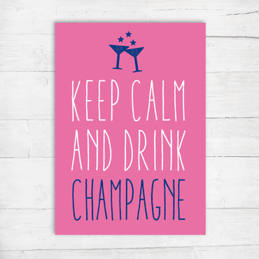 Geburtstag Grußkarte: lustiger Spruch Drink Champagne Hochwertige Postkarte DIN A6 - Individuelle Einladung