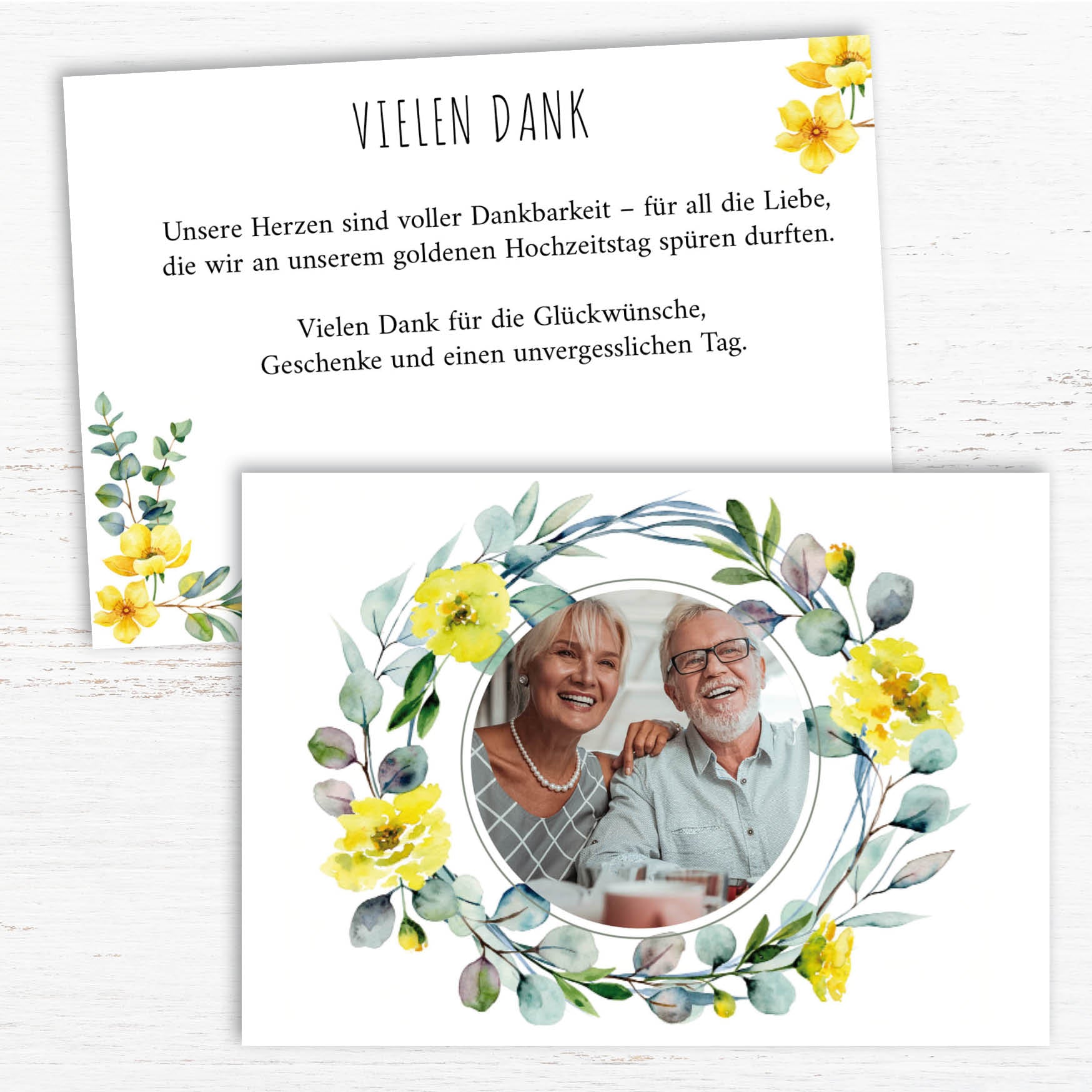 Danksagungskarte zur Goldenen Hochzeit: Frühlingsduft mit Foto