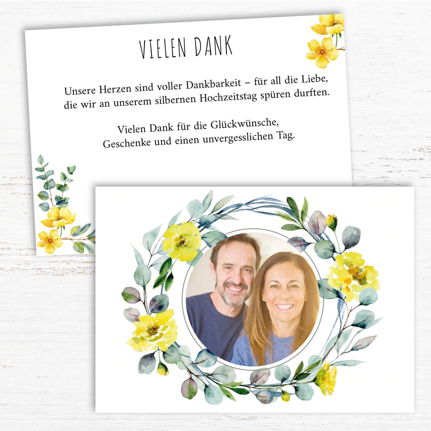 Danksagungskarte zur Silbernen Hochzeit: Frühlingsduft mit Foto