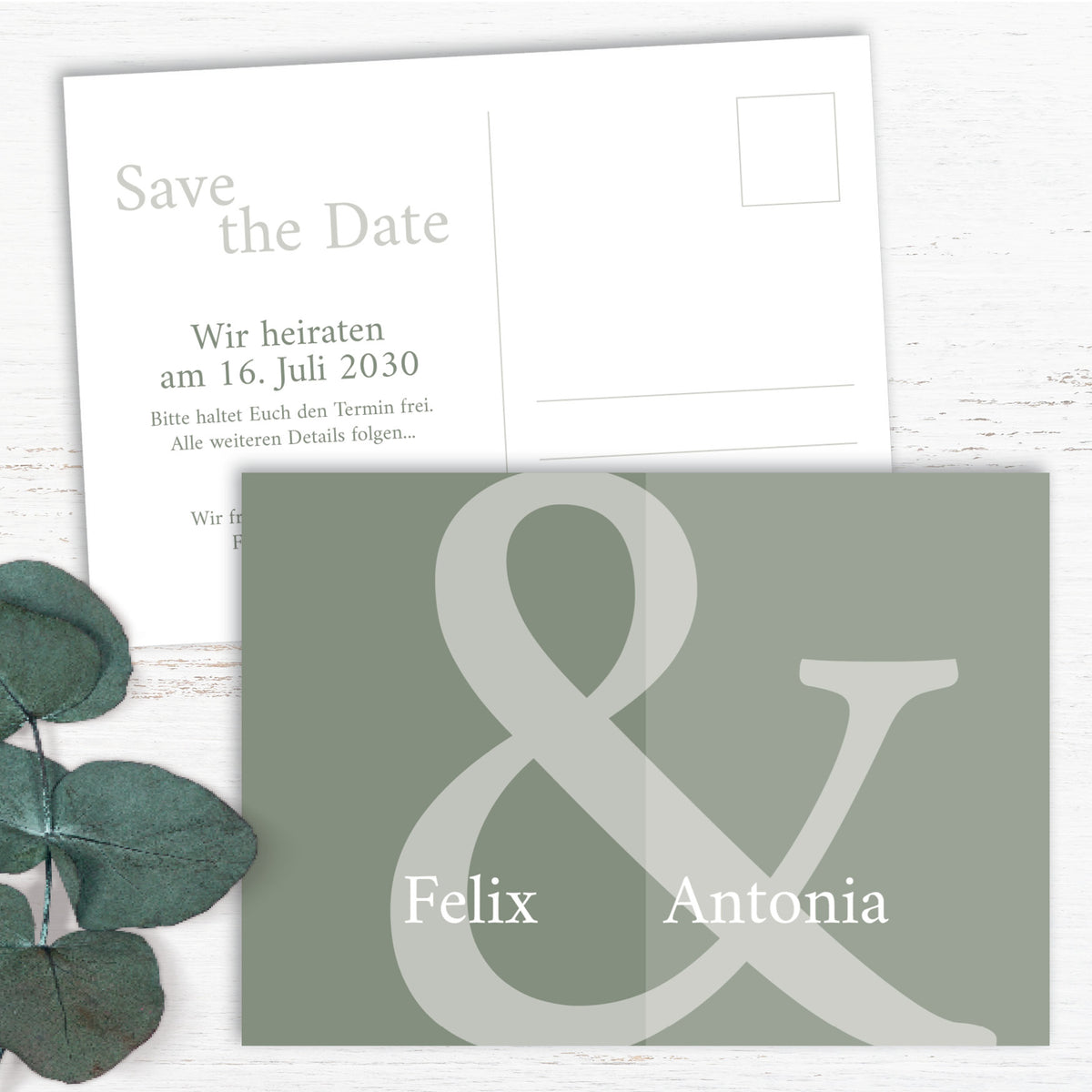 Save the Date Karten Hochzeit Aloe Vera – natürliche Hochzeitseinladung