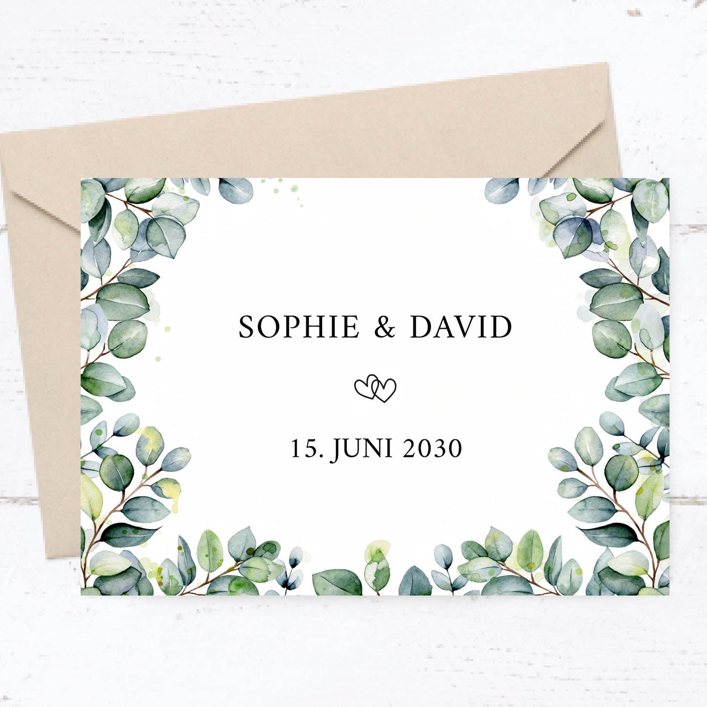 Danksagungskarten zur Hochzeit: Eukalyptus Ranken