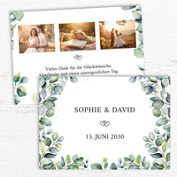 Danksagungskarten zur Hochzeit: Eukalyptus Ranken