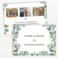 Danksagungskarte zur Goldenen Hochzeit: Eukalyptus Ranken