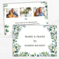 Danksagungskarte zur Silbernen Hochzeit: Eukalyptus Ranken