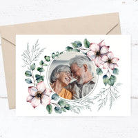 Danksagungskarte zur Silbernen Hochzeit: Romantische Blumen mit Foto