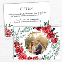 Danksagungskarten zur Hochzeit: Romantische Rosen mit Foto