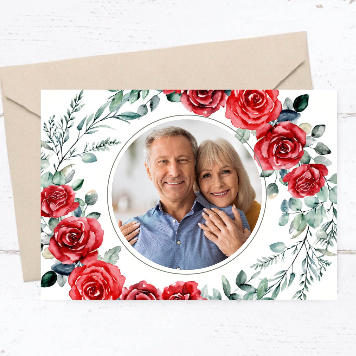 Danksagungskarte zur Silbernen Hochzeit: Romantische Rosen mit Foto