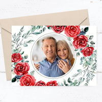 Danksagungskarte zur Silbernen Hochzeit: Romantische Rosen mit Foto