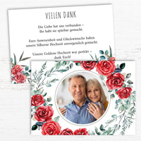 Danksagungskarte zur Silbernen Hochzeit: Romantische Rosen mit Foto