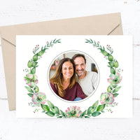 Danksagungskarte zur Silbernen Hochzeit: Zarte Blüten mit Foto