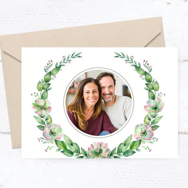 Danksagungskarte zur Silbernen Hochzeit: Zarte Blüten mit Foto