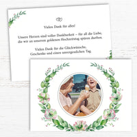 Danksagungskarte zur Goldenen Hochzeit: Zarte Blüten mit Foto