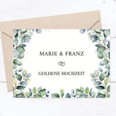 Danksagungskarte zur Goldenen Hochzeit: Eukalyptus Ranken
