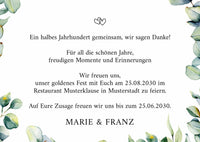 Einladung zur Goldenen Hochzeit: Eukalyptus Ranken