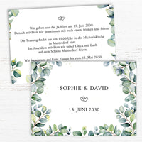 Einladung zur Hochzeit: Eukalyptus Ranken