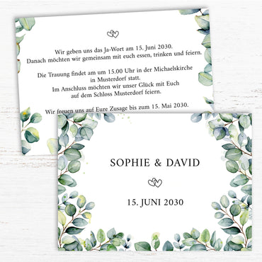 Einladung zur Hochzeit: Eukalyptus Ranken - Individuelle Einladung