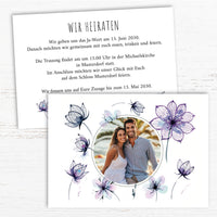 Einladung zur Hochzeit: Floral modern mit Foto
