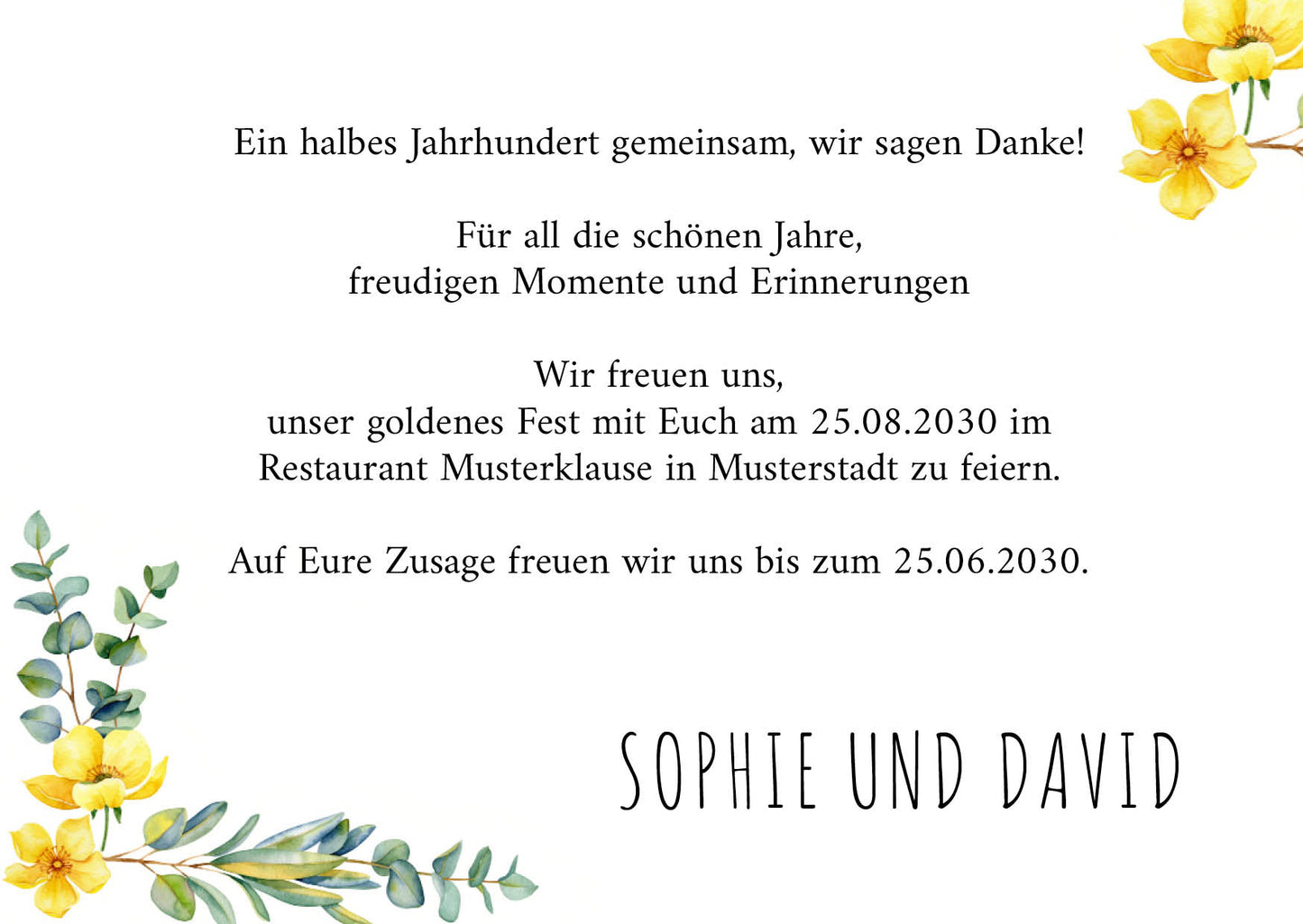 Einladung zur Goldenen Hochzeit: Frühlingsduft mit Foto