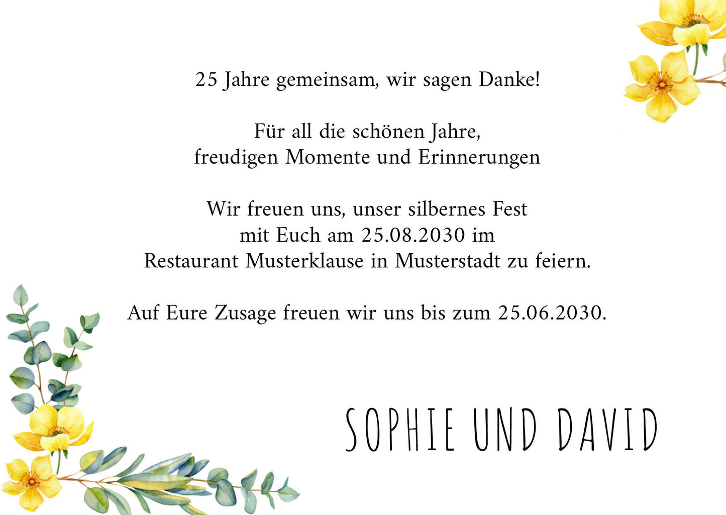 Einladung zur Silbernen Hochzeit: Frühlingsduft mit Foto