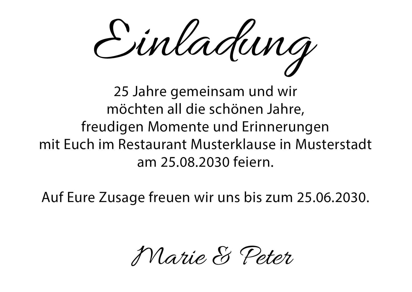 Einladung zur Silbernen Hochzeit: Für immer wir - mit Foto