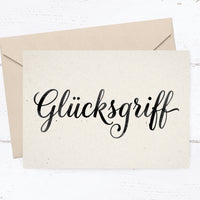 Minimalistische Hochzeitseinladung „GLÜCKSGRIFF“ | Edles Typografie-Design - Individuelle Einladung