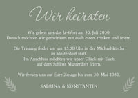 Einladung zur Hochzeit: Urlaubsfoto in Olive