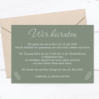 Einladung zur Hochzeit: Urlaubsfoto in Olive