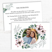 Einladung zur Hochzeit: Romantic flowers mit Foto
