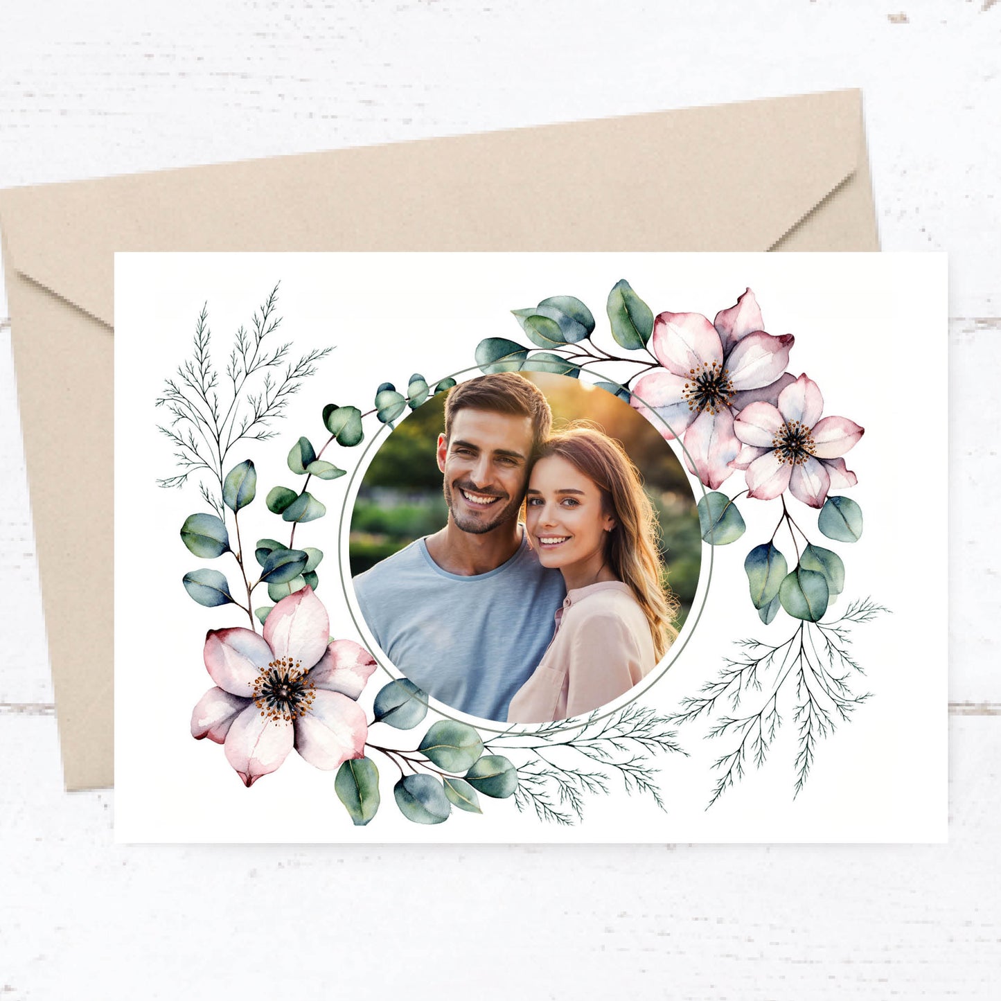 Einladung zur Hochzeit: Romantic flowers mit Foto