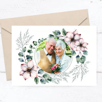 Einladung zur Goldenen Hochzeit: Romantische Blumen mit Foto