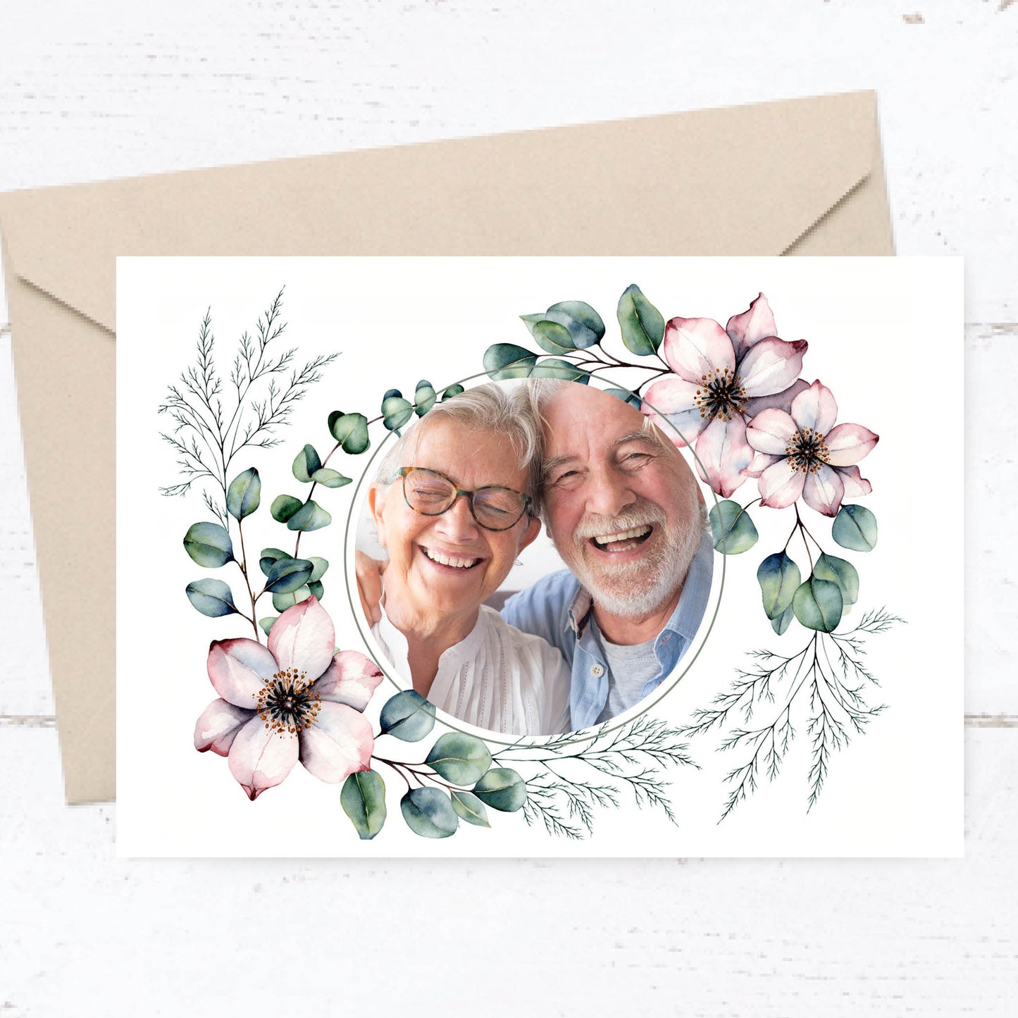 Einladung zur Silbernen Hochzeit: Romantische Blumen mit Foto