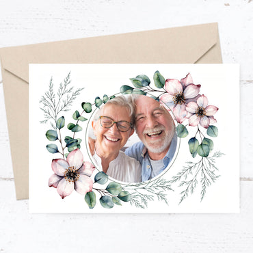 Einladung zur Silbernen Hochzeit: Romantische Blumen mit Foto