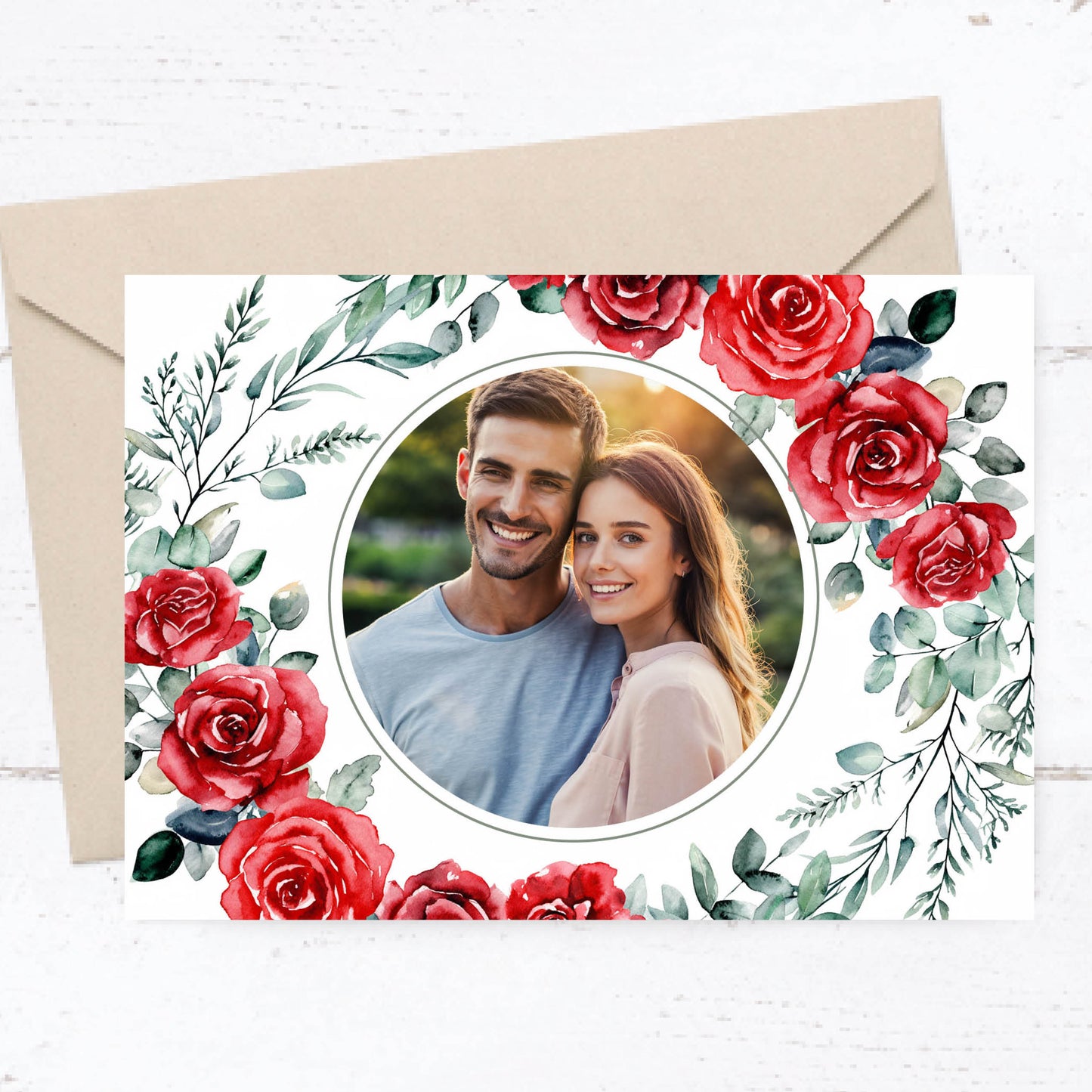 Einladung zur Hochzeit: Romantische Rosen mit Foto