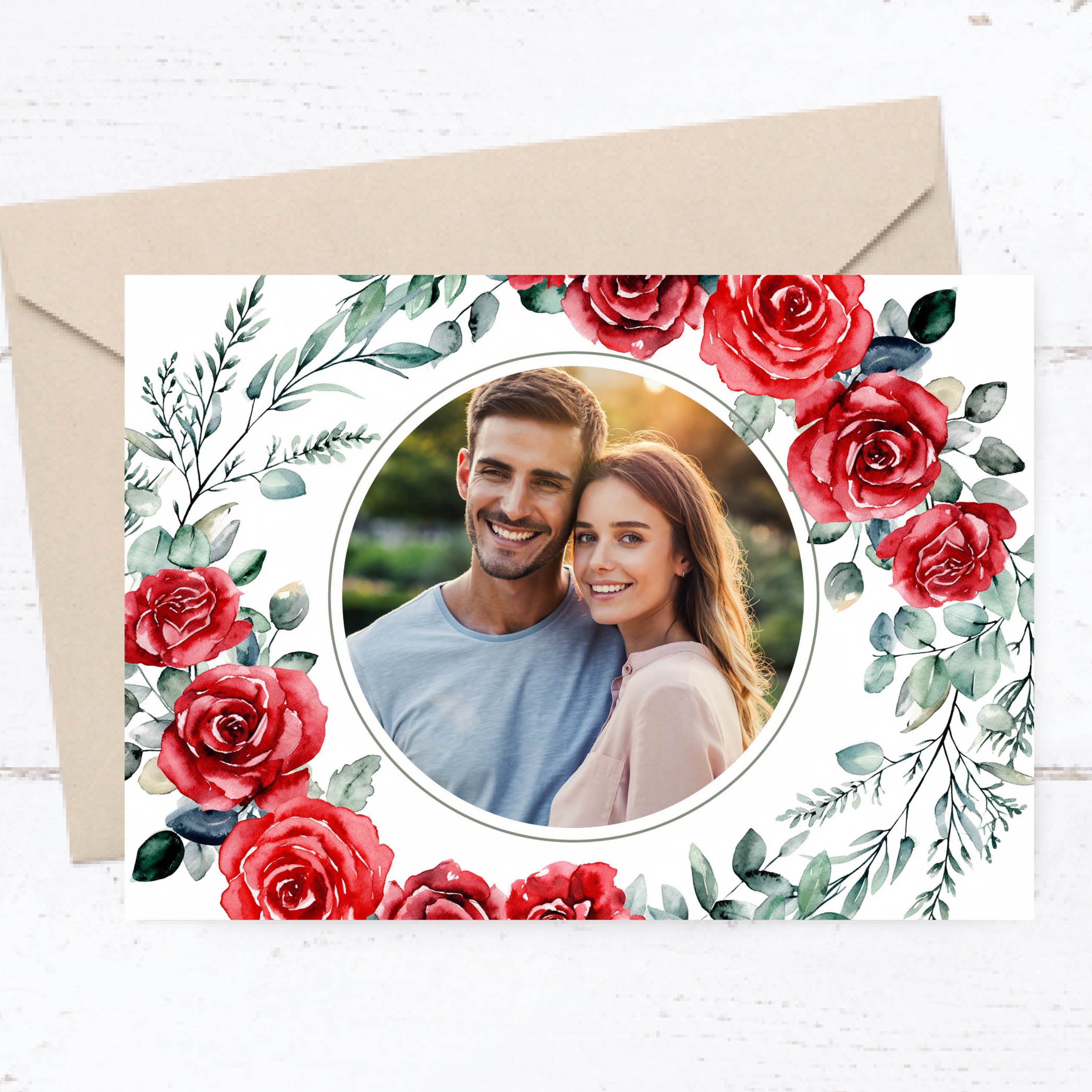 Einladung zur Hochzeit: Romantische Rosen mit Foto - Individuelle Einladung