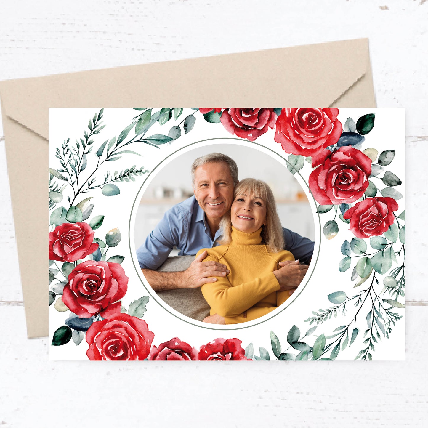 Einladung zur Silbernen Hochzeit: Romantische Rosen mit Foto