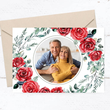 Einladung zur Silbernen Hochzeit: Romantische Rosen mit Foto