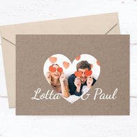 Danksagungskarte zur Hochzeit: Rustikal mit Herzfoto