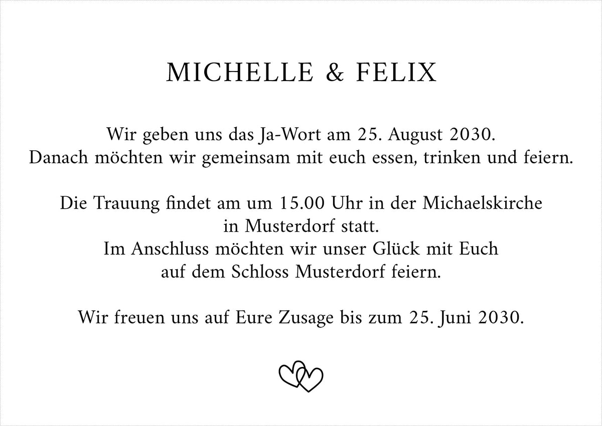 Einladung Hochzeit – Romantische Einladungskarte True Love | Personalisierte Hochzeitskarte