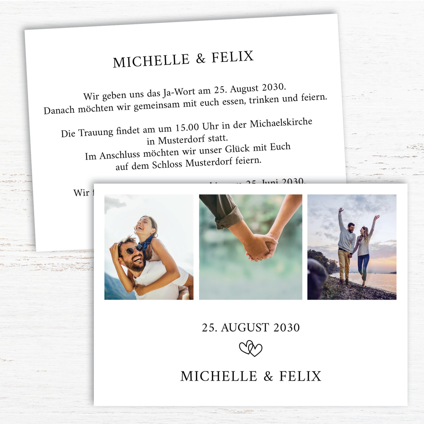 Einladung Hochzeit – Romantische Einladungskarte True Love | Personalisierte Hochzeitskarte