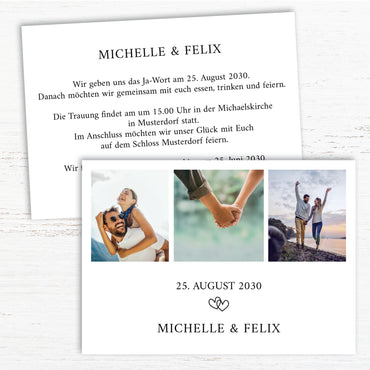 Einladung Hochzeit – Romantische Einladungskarte True Love | Personalisierte Hochzeitskarte
