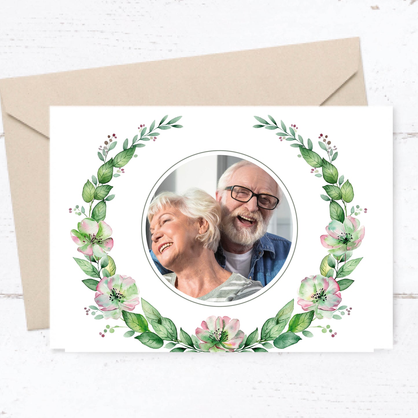 Einladung zur Goldenen Hochzeit: Zarte Blüten mit Foto