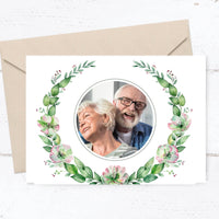 Einladung zur Goldenen Hochzeit: Zarte Blüten mit Foto